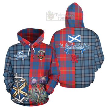 Blane Tartan Hoodie Happy St. Andrew's Day Half Tartan Style