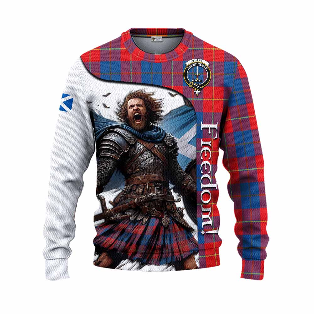 Tartan Vibes Clothing Blane Crest Tartan Knitted Sweater Inspired by the Freedom of Scottish Warrior