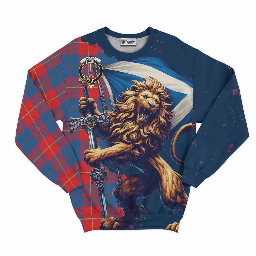 Tartan Vibes Clothing Blane Tartan Family Crest Sweatshirt with Scottish Majestic Lion