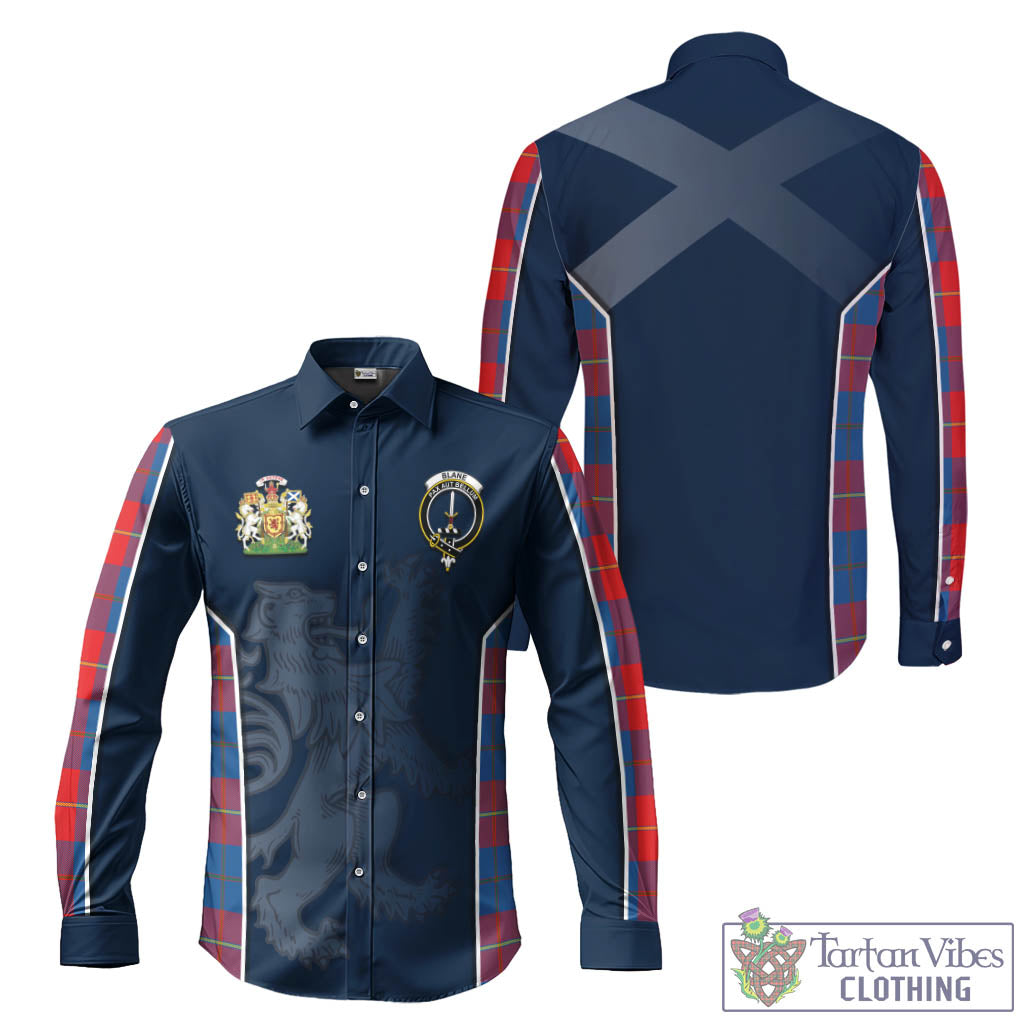 Tartan Vibes Clothing Blane Tartan Long Sleeve Button Up Shirt with Family Crest and Lion Rampant Vibes Sport Style