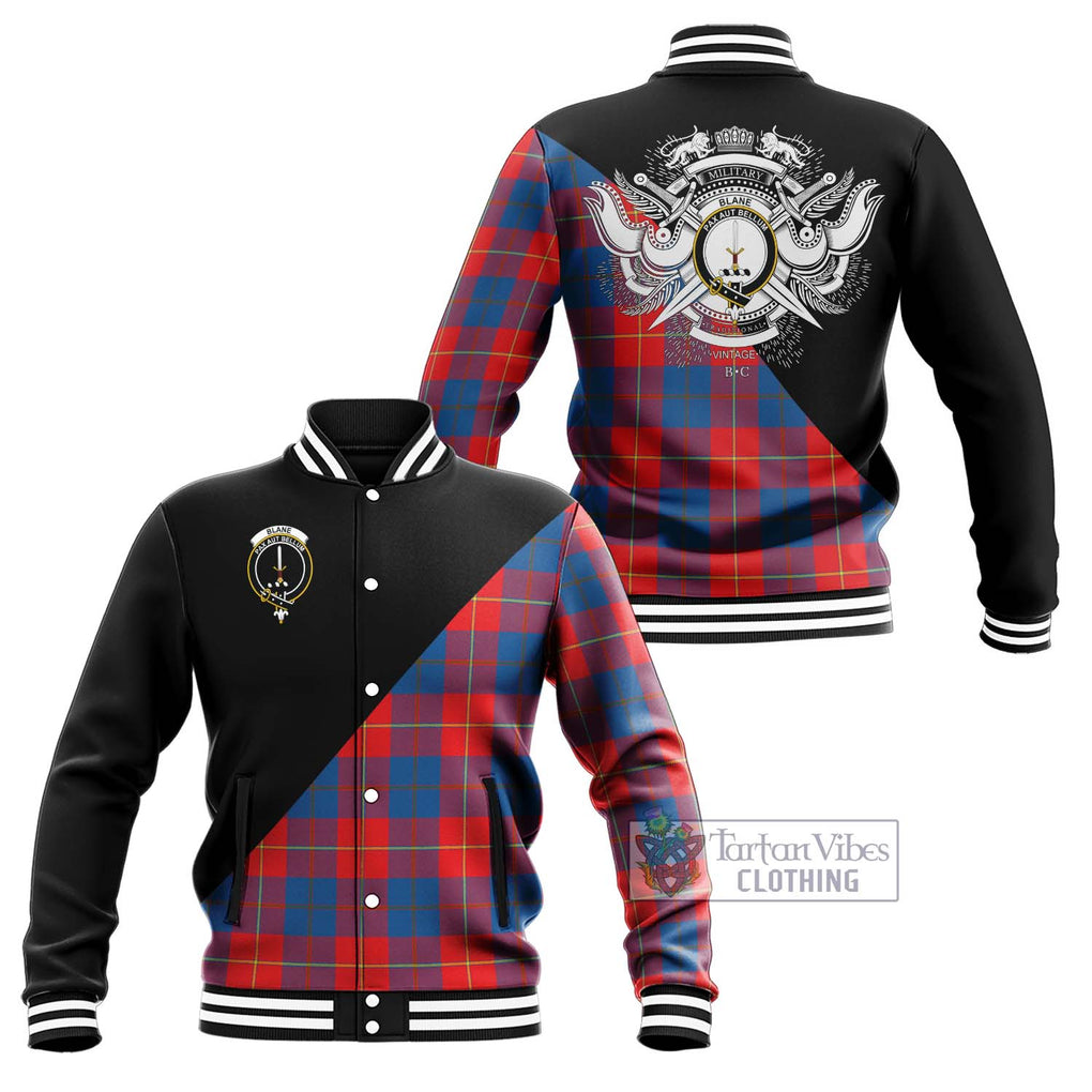 Blane Tartan Baseball Jacket with Family Crest and Military Logo Style Unisex - Tartanvibesclothing Shop