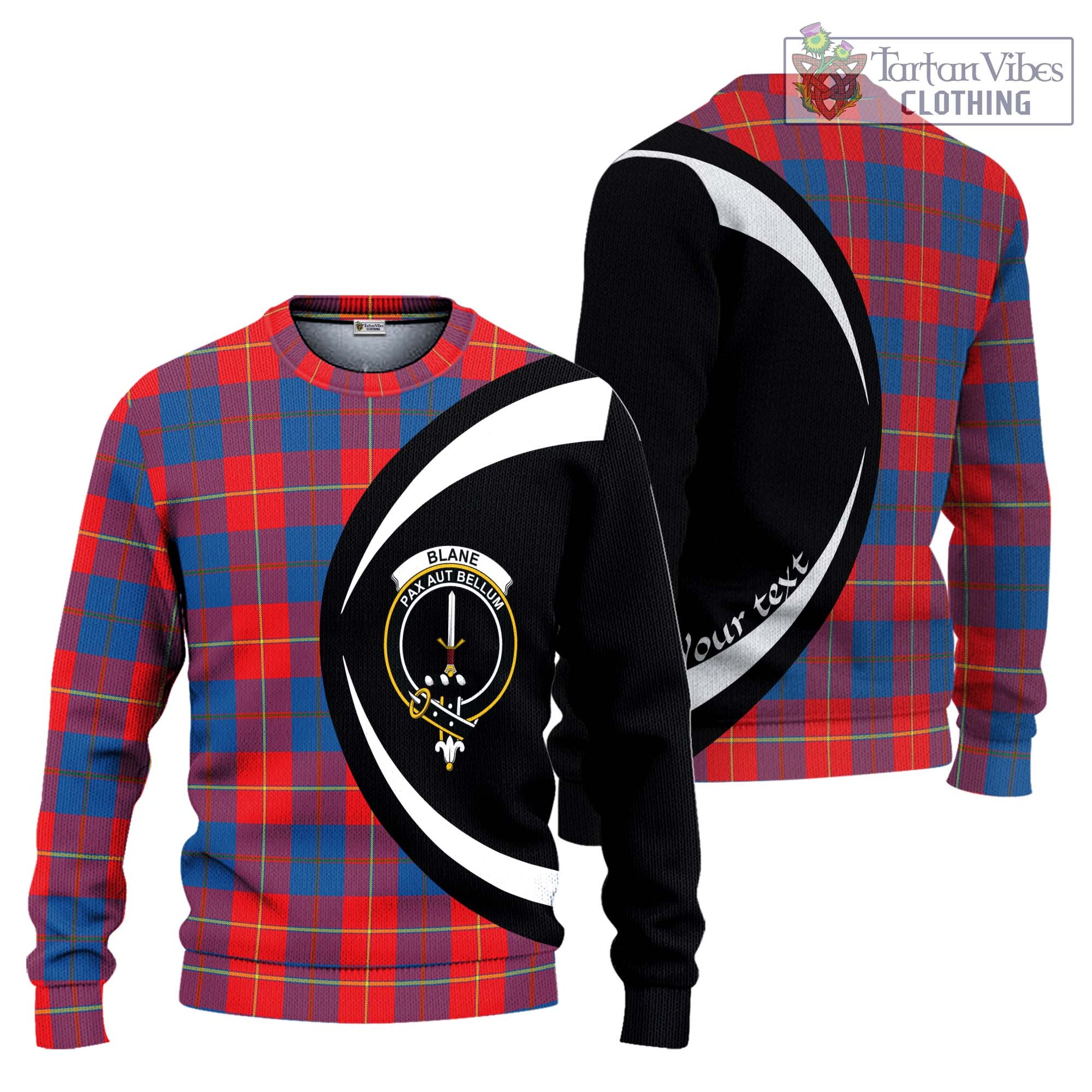 Blane Tartan Ugly Sweater with Family Crest Circle Style Unisex - Tartan Vibes Clothing