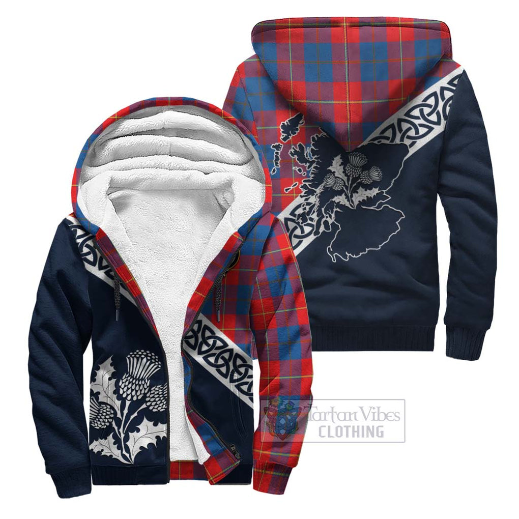 Tartan Vibes Clothing Blane Tartan Sherpa Hoodie Featuring Thistle and Scotland Map