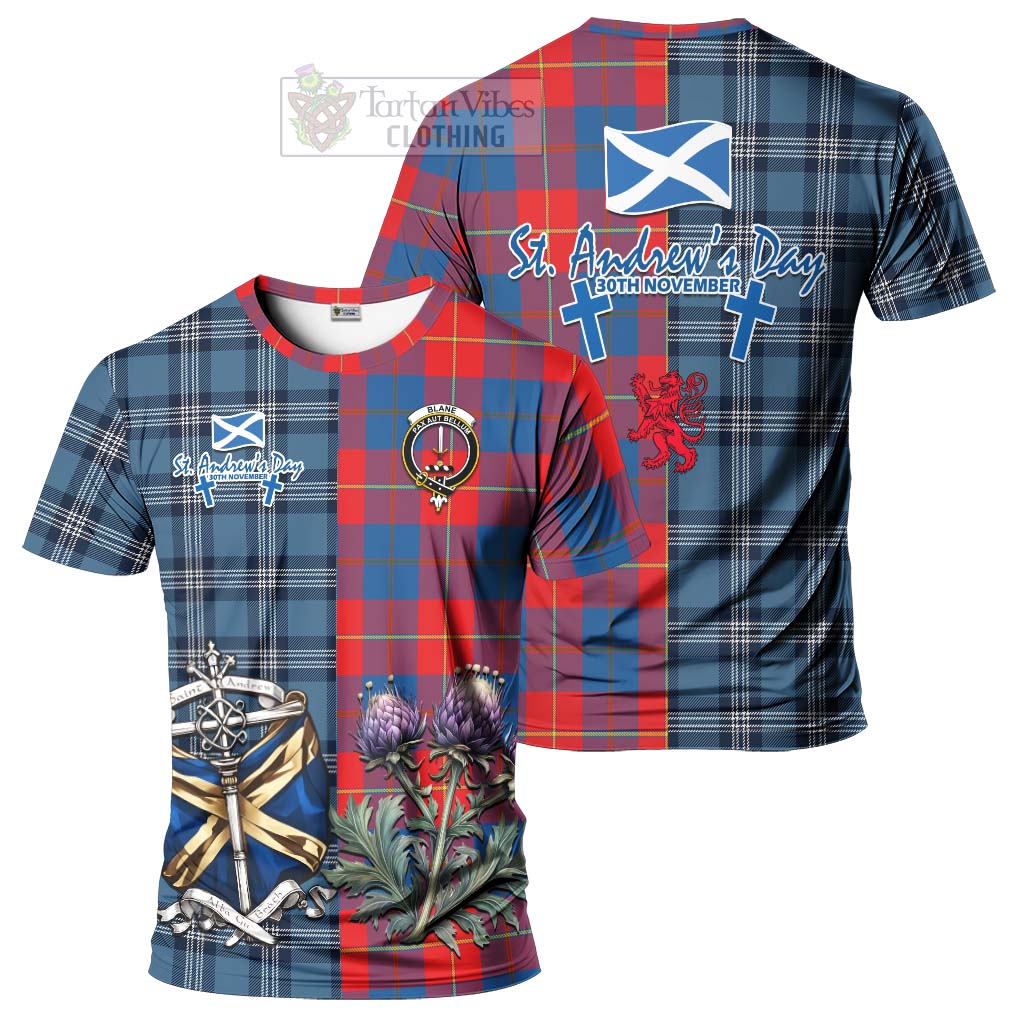 Tartan Vibes Clothing Blane Tartan T-Shirt Happy St. Andrew's Day Half Tartan Style