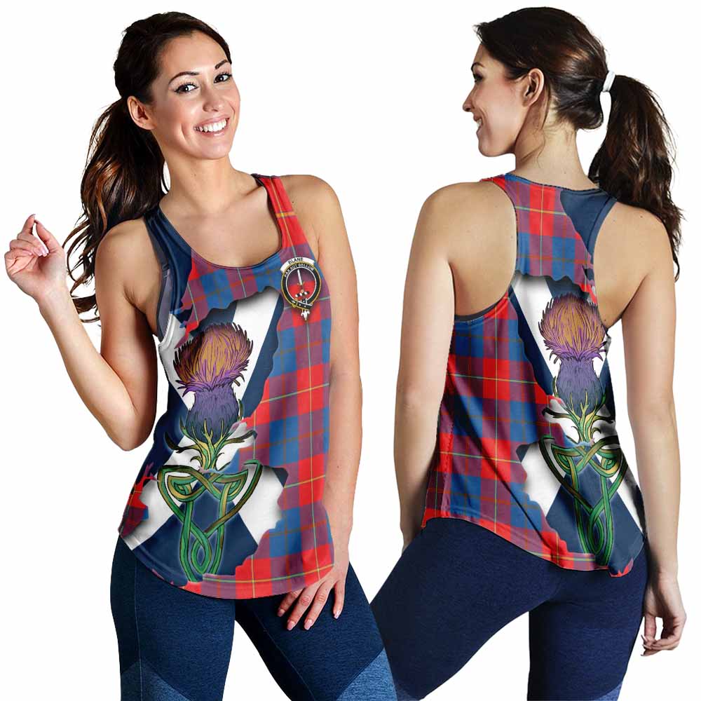 Blane Tartan Family Crest Women's Racerback Tanks Scottish Thistle Celtic Inspired 4XL - Tartan Vibes Clothing