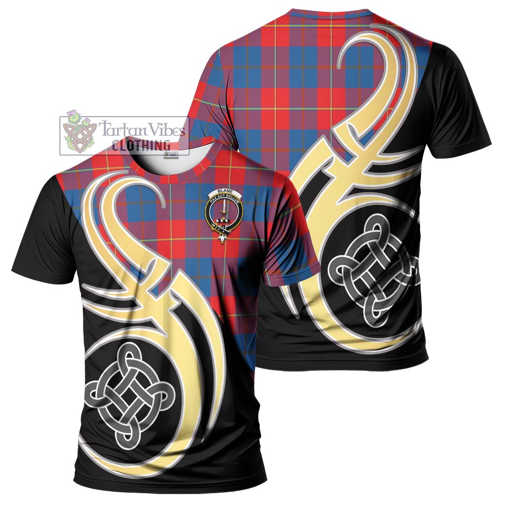 Tartan Vibes Clothing Blane Tartan T-Shirt with Family Crest and Celtic Symbol Style