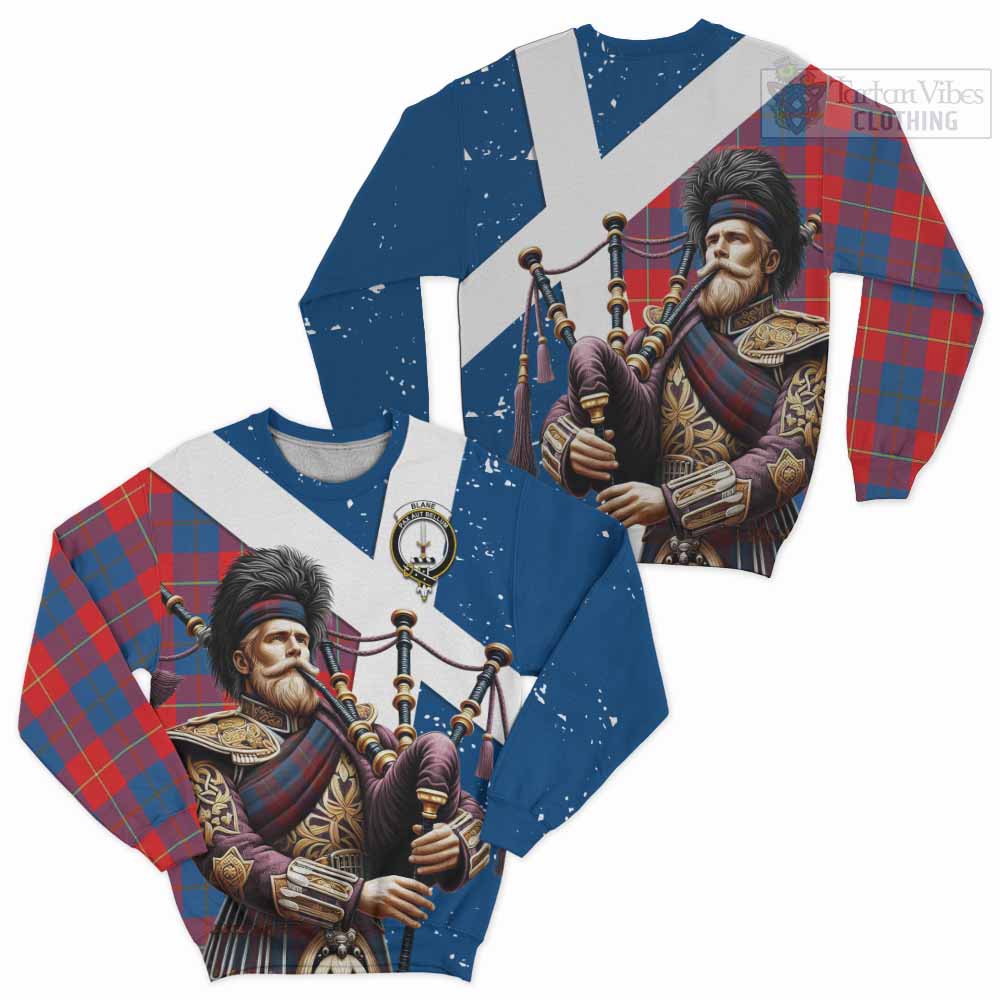 Tartan Vibes Clothing Blane Tartan Sweatshirt with Family Crest Scottish Bagpiper Vibes