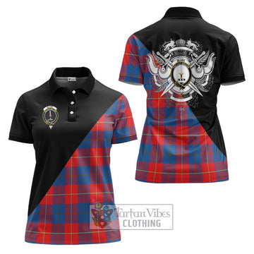 Blane Tartan Women's Polo Shirt with Family Crest and Military Logo Style