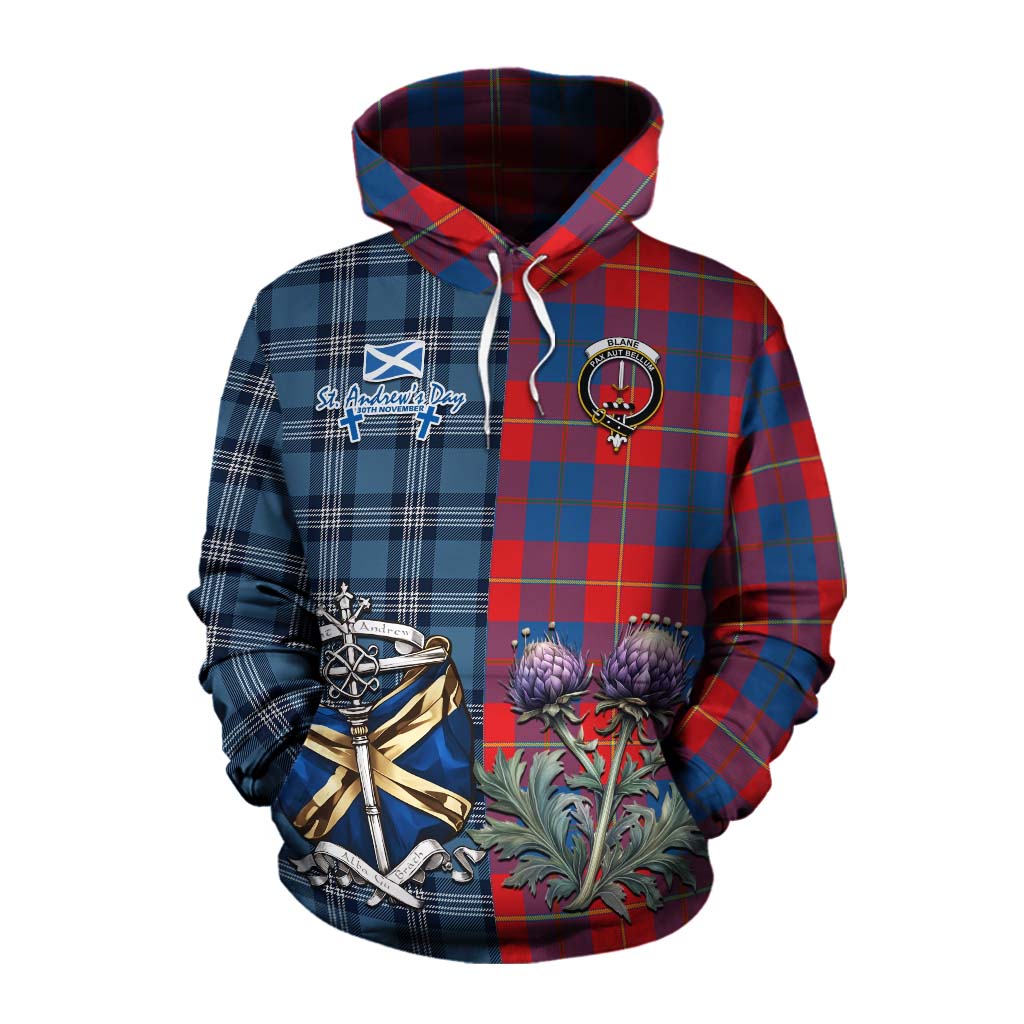 Tartan Vibes Clothing Blane Tartan Cotton Hoodie Happy St. Andrew's Day Half Tartan Style