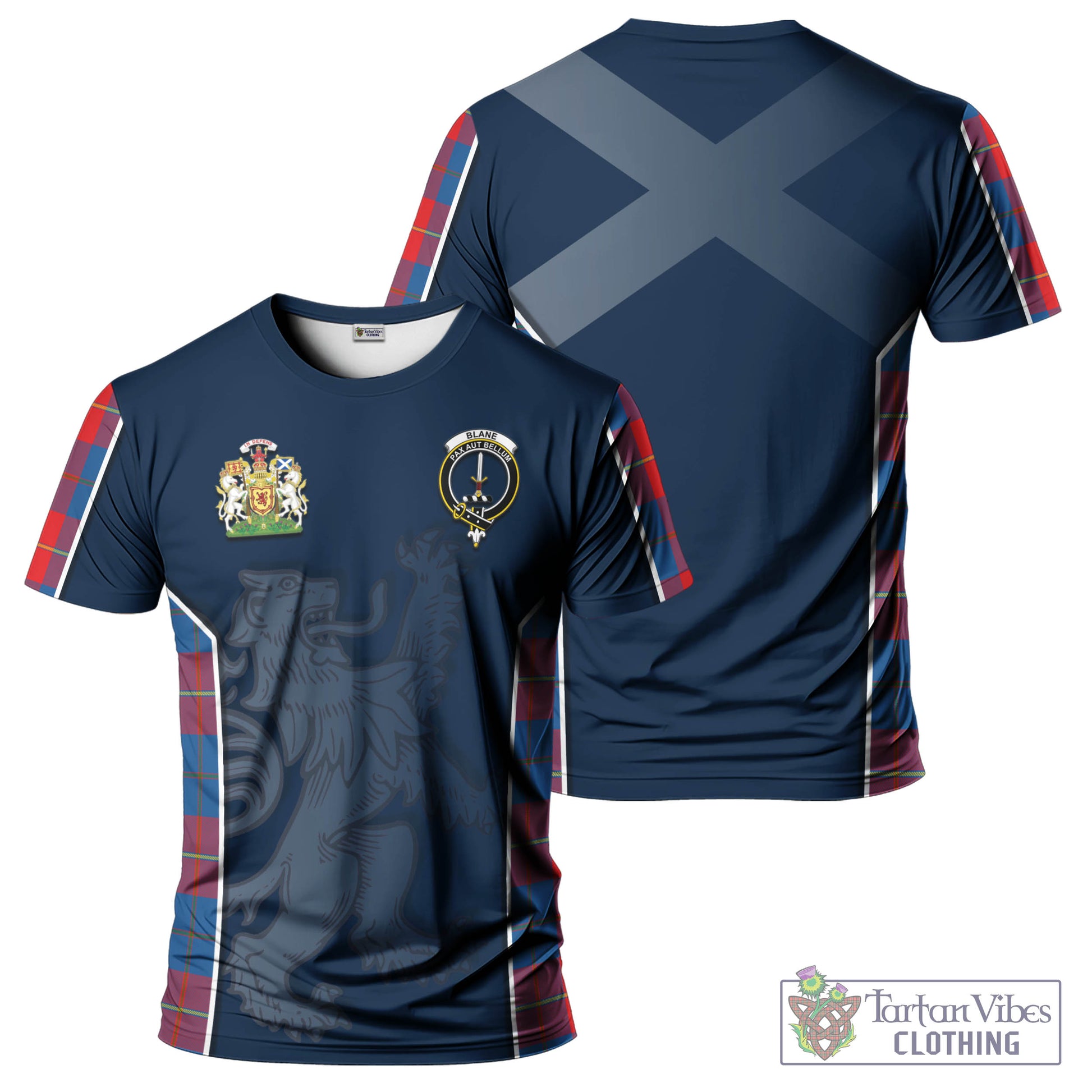 Tartan Vibes Clothing Blane Tartan T-Shirt with Family Crest and Lion Rampant Vibes Sport Style