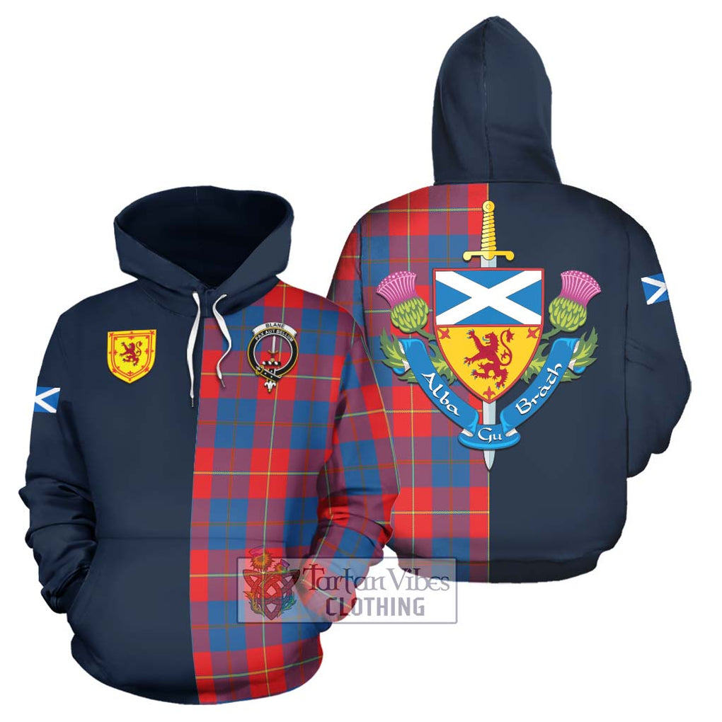 Tartan Vibes Clothing Blane Tartan Hoodie with Scottish Lion Royal Arm Half Style