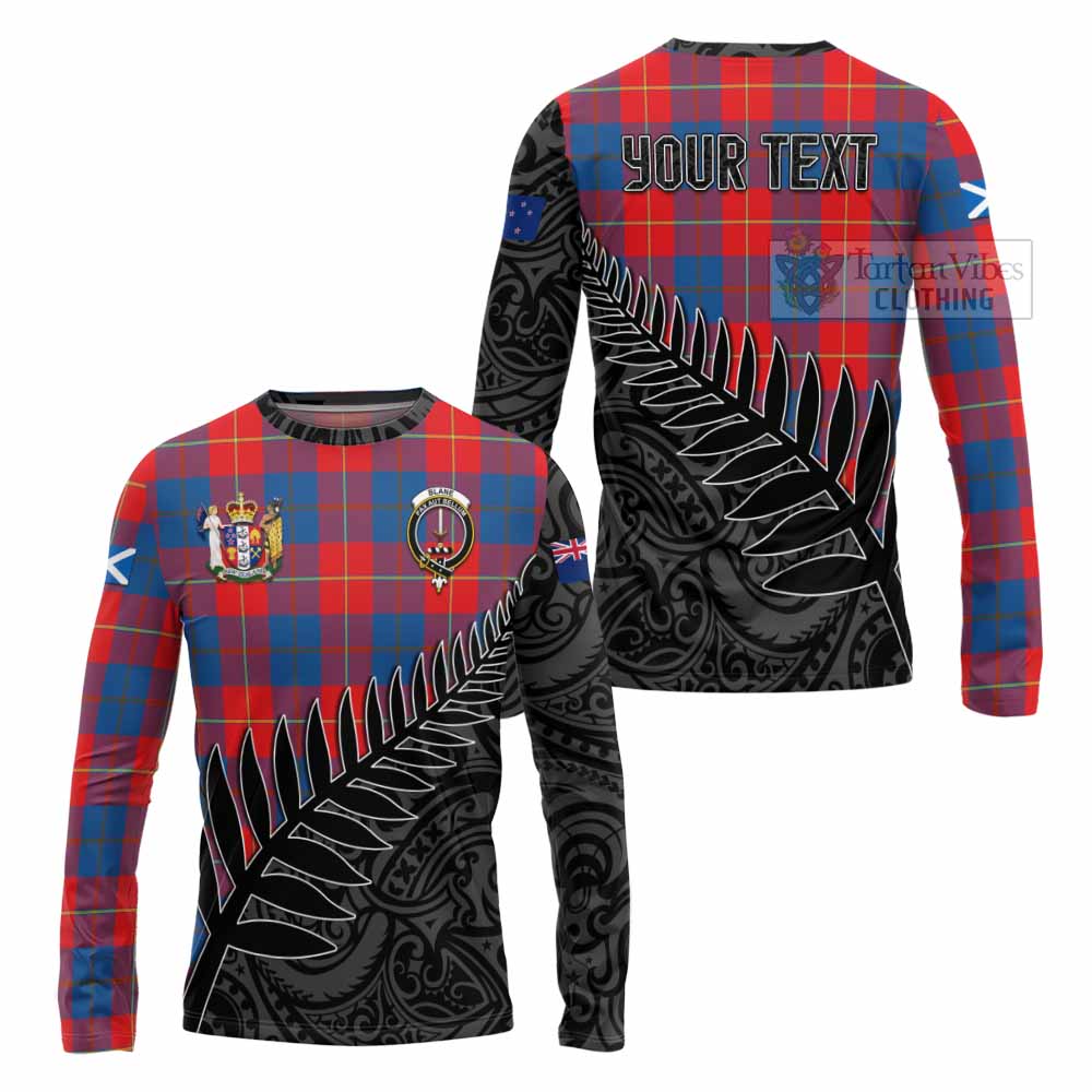 Tartan Vibes Clothing Blane Crest Tartan Long Sleeve T-Shirt with New Zealand Silver Fern Half Style