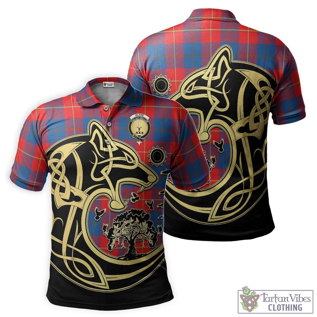 Blane Tartan Polo Shirt with Family Crest Celtic Wolf Style Kid - Tartanvibesclothing Shop