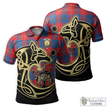 Blane Tartan Polo Shirt with Family Crest Celtic Wolf Style