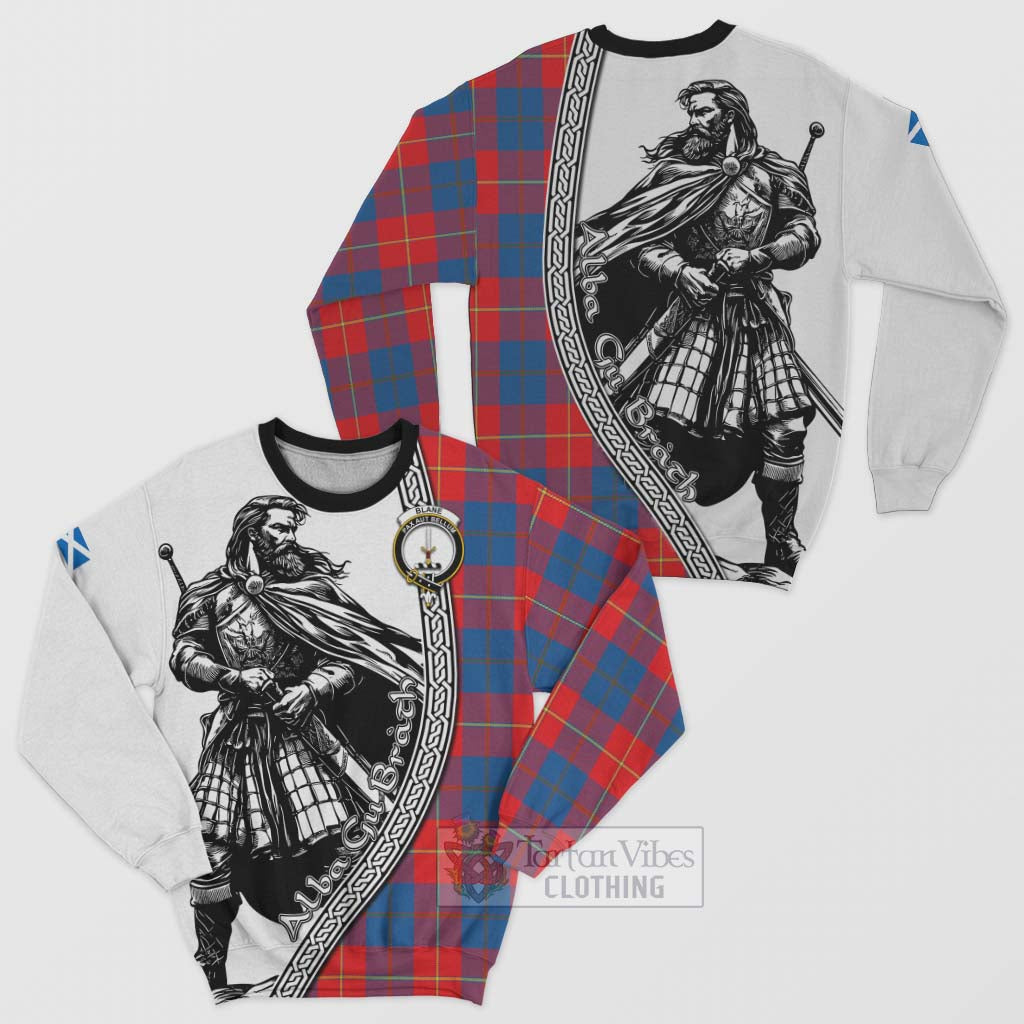 Tartan Vibes Clothing Blane Tartan Clan Crest Sweatshirt with Highlander Warrior Celtic Style