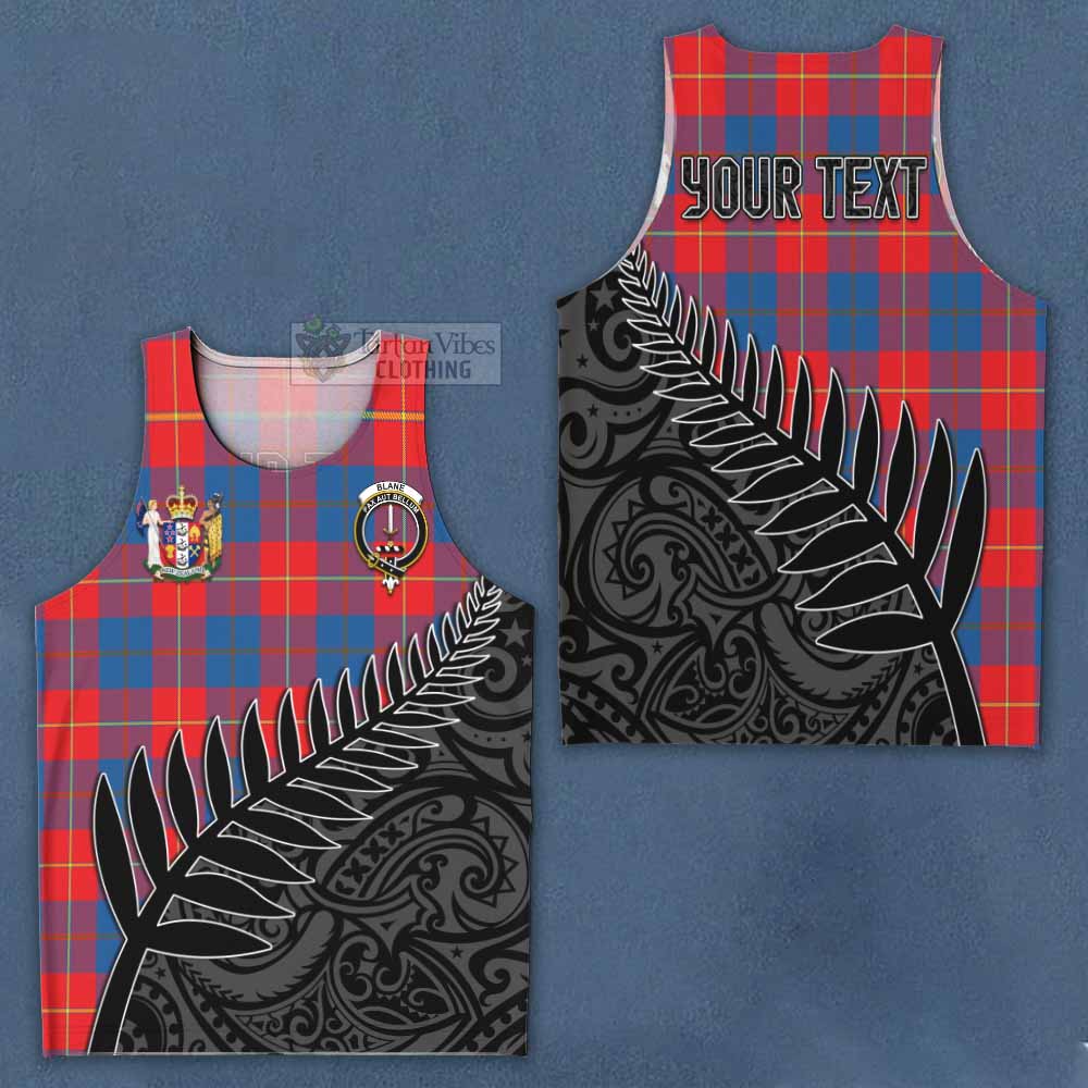 Tartan Vibes Clothing Blane Crest Tartan Men's Tank Top with New Zealand Silver Fern Half Style