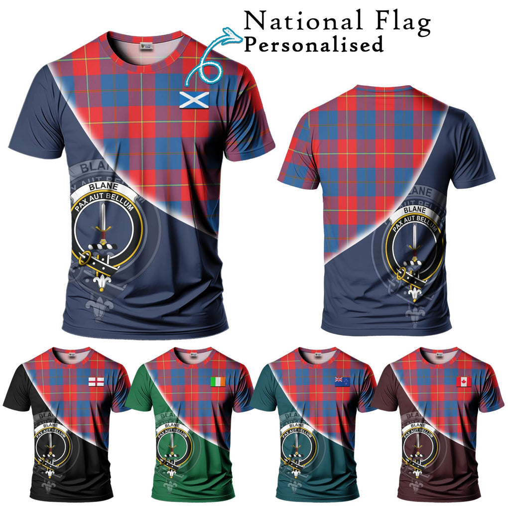 Blane Tartan T-Shirt with Personalised National Flag and Family Crest Half Style Kid's Shirt - Tartanvibesclothing Shop