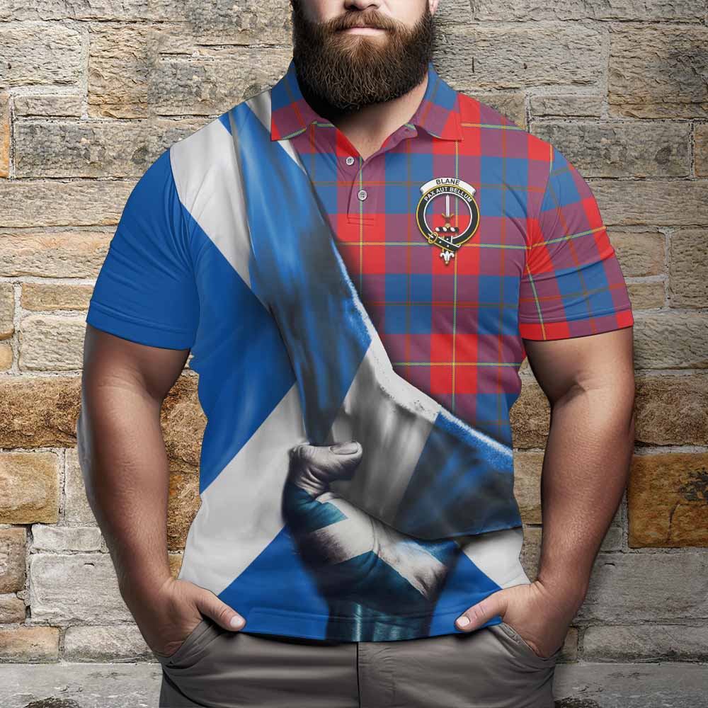 Tartan Vibes Clothing Blane Tartan Polo Shirt with Family Crest Scotland Patriotic Style