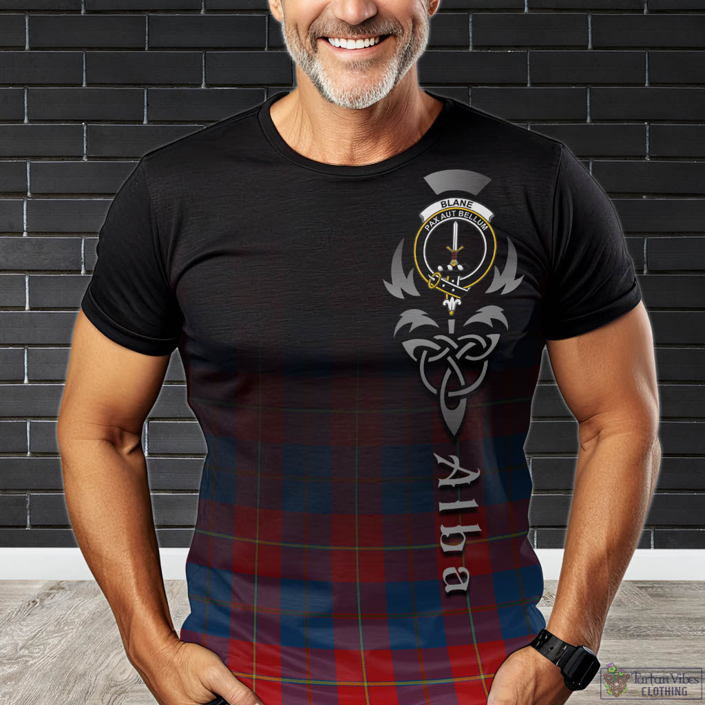 Tartan Vibes Clothing Blane Tartan T-Shirt Featuring Alba Gu Brath Family Crest Celtic Inspired