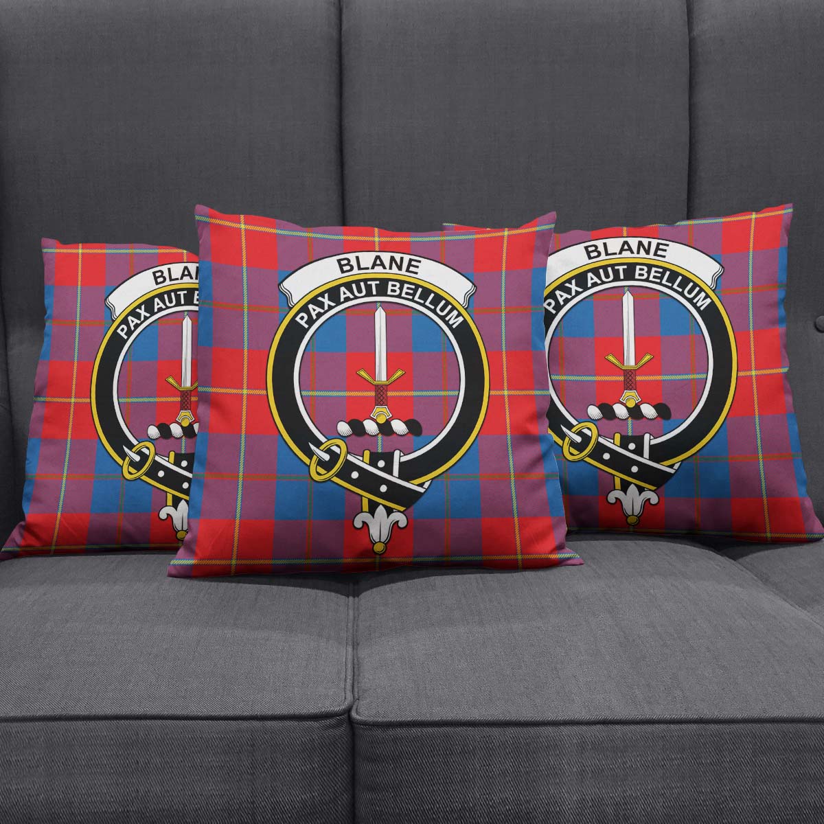 Blane Tartan Pillow Cover with Family Crest Square Pillow Cover - Tartanvibesclothing