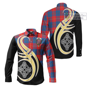 Blane Tartan Long Sleeve Button Shirt with Family Crest and Celtic Symbol Style