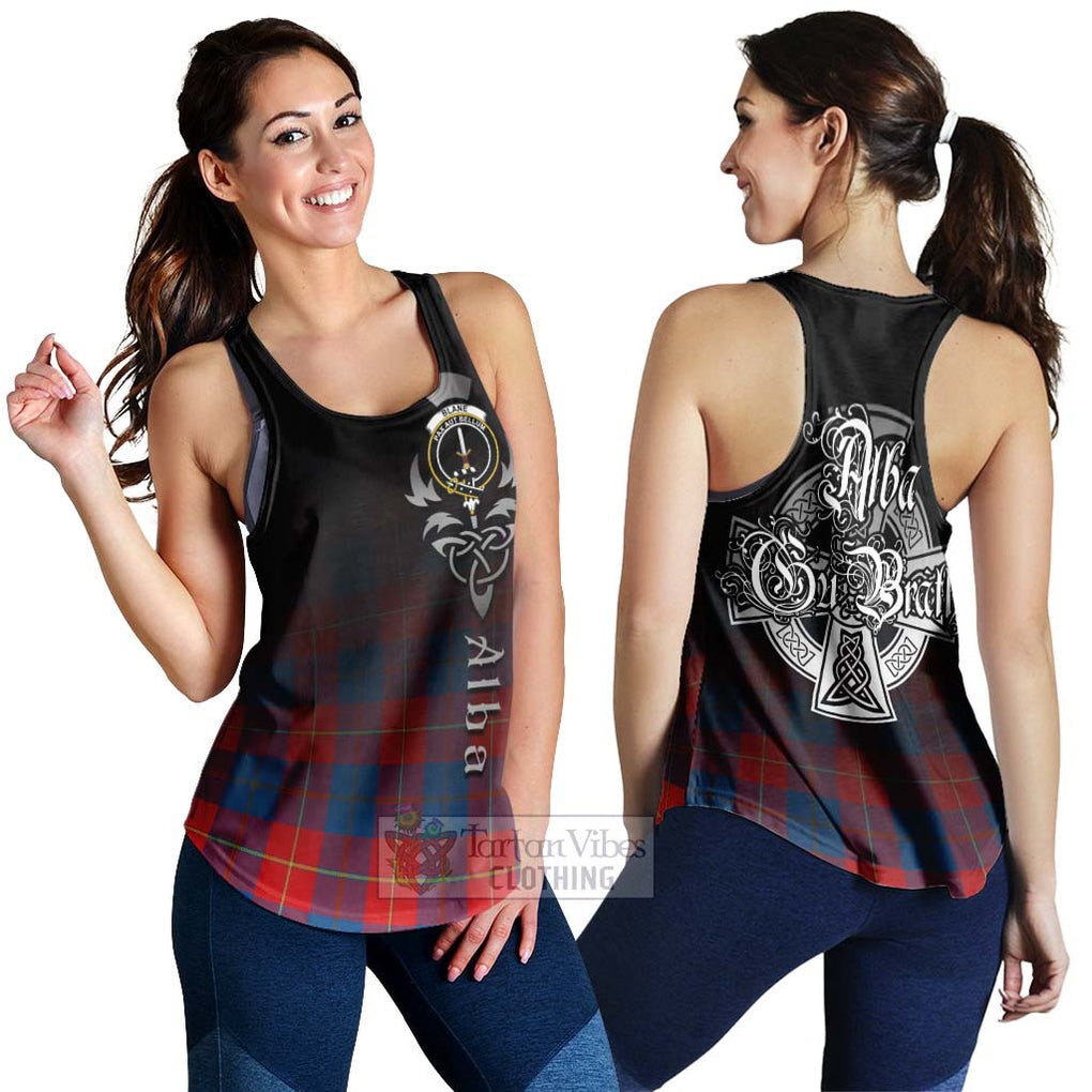 Tartan Vibes Clothing Blane Tartan Women's Racerback Tanks Featuring Alba Gu Brath Family Crest Celtic Inspired