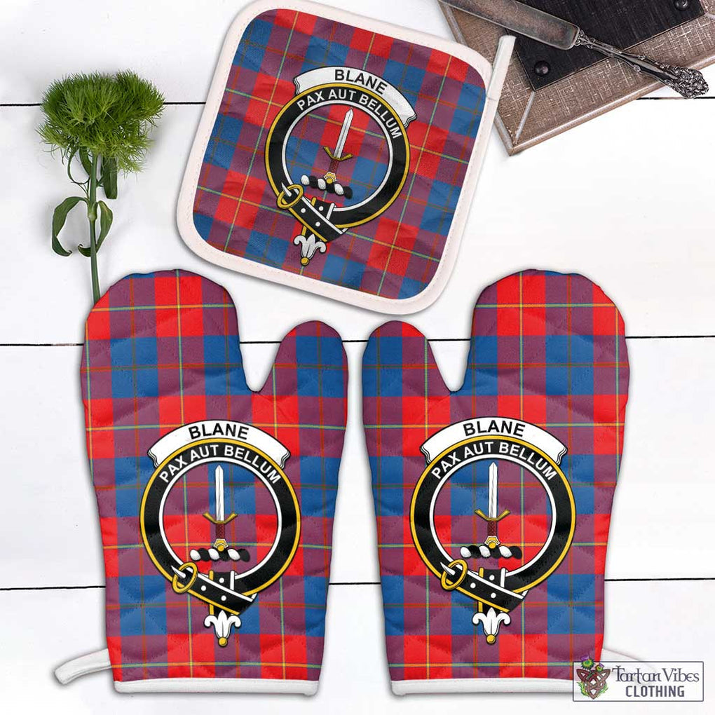 Blane Tartan Combo Oven Mitt & Pot-Holder with Family Crest Combo 1 Oven Mitt & 1 Pot-Holder White - Tartan Vibes Clothing