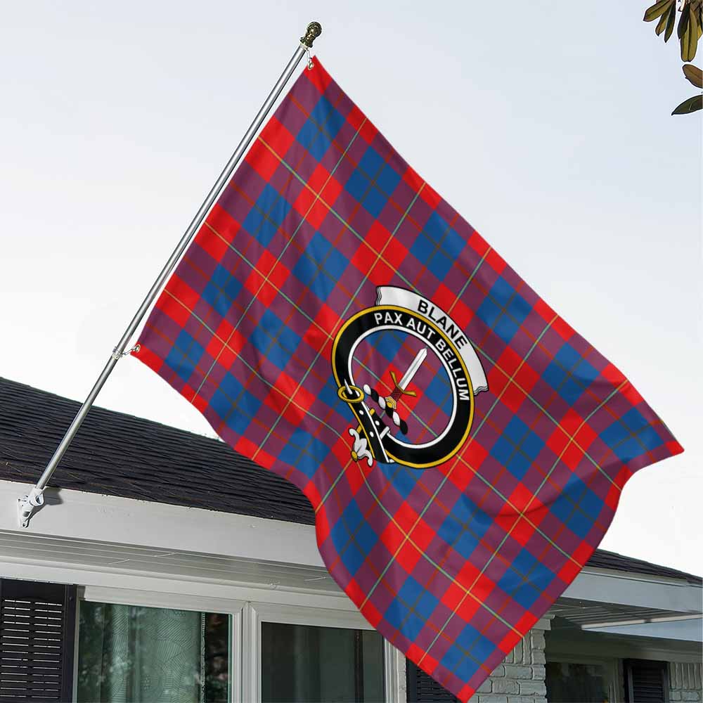 Tartan Vibes Clothing Blane Tartan House Flag with Family Crest