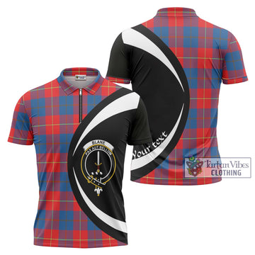 Blane Tartan Zipper Polo Shirt with Family Crest Circle Style