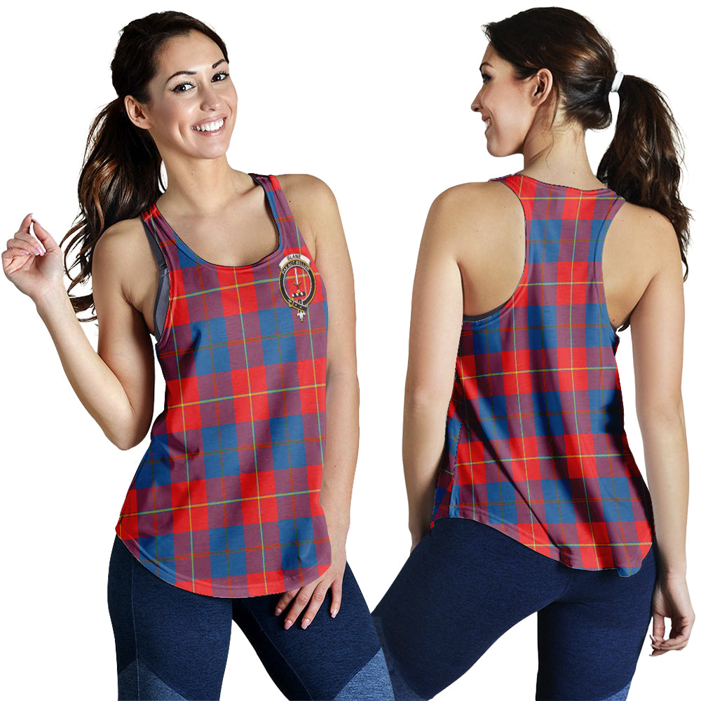 Blane Tartan Women Racerback Tanks with Family Crest - Tartanvibesclothing