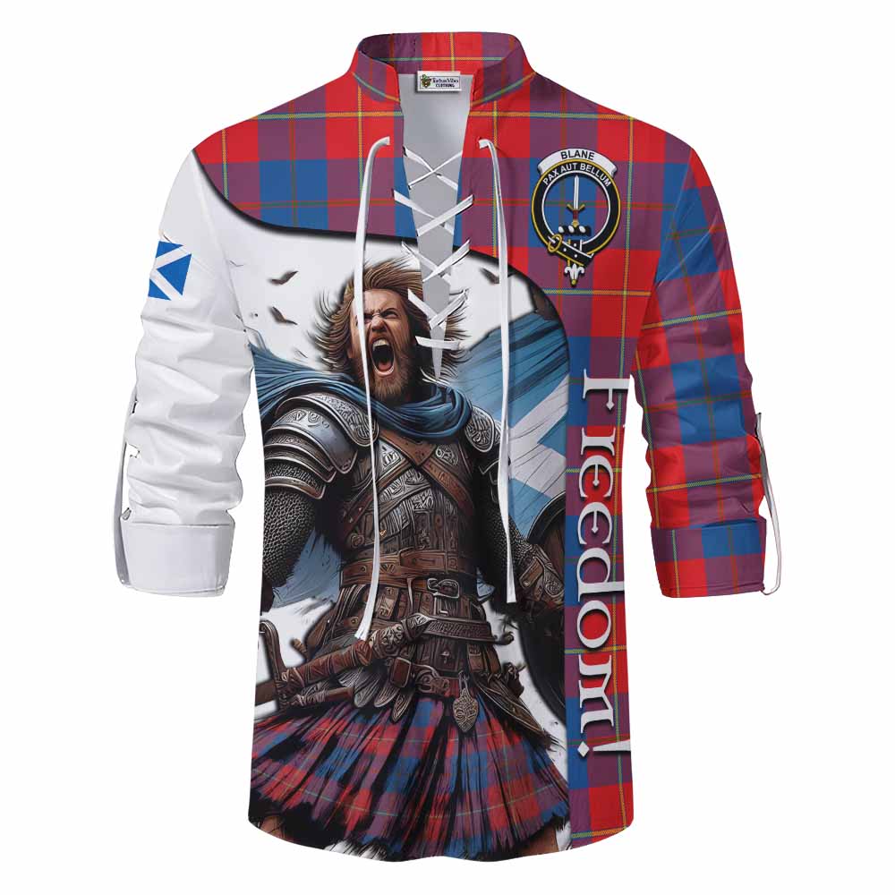 Tartan Vibes Clothing Blane Crest Tartan Ghillie Kilt Shirt Inspired by the Freedom of Scottish Warrior