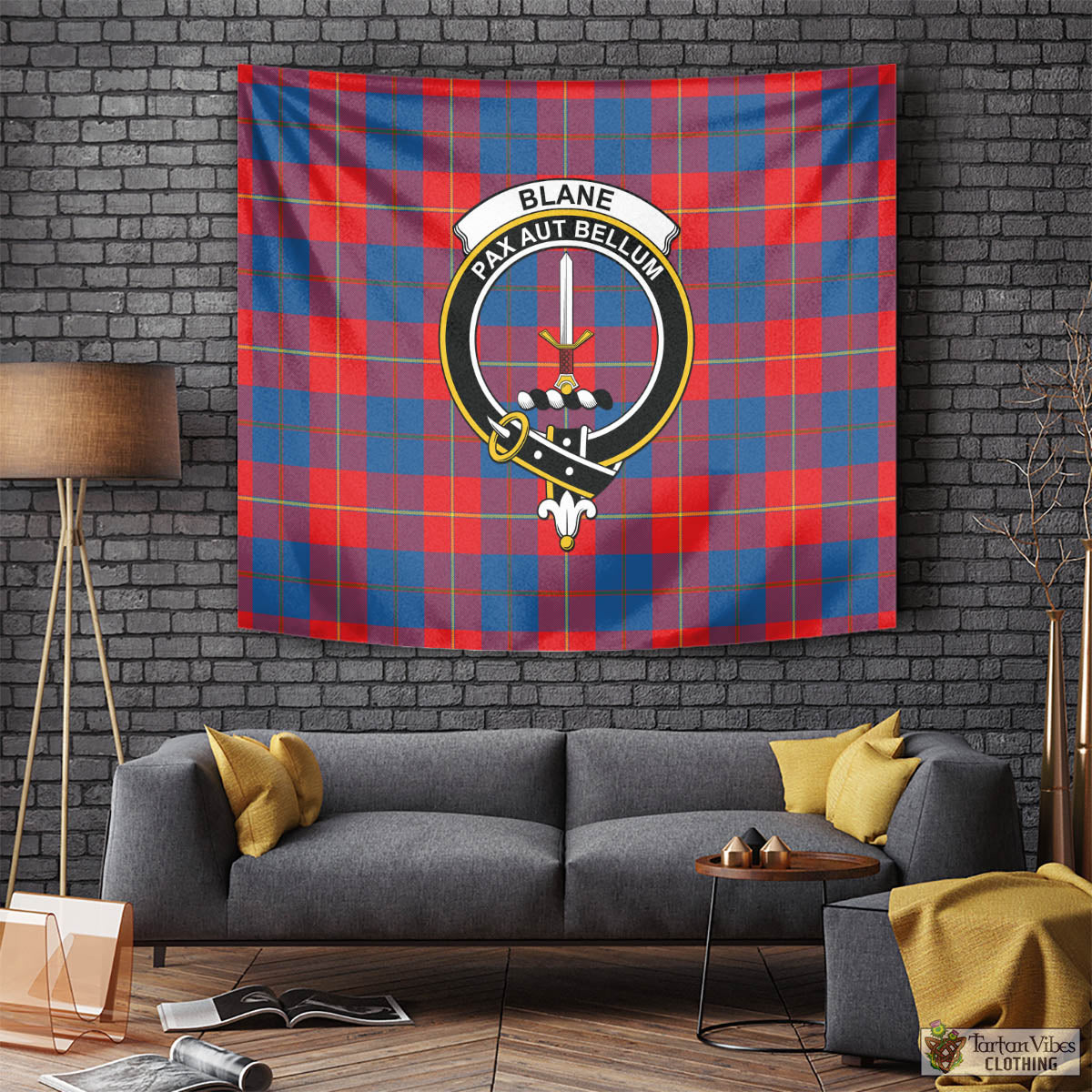 Tartan Vibes Clothing Blane Tartan Tapestry Wall Hanging and Home Decor for Room with Family Crest