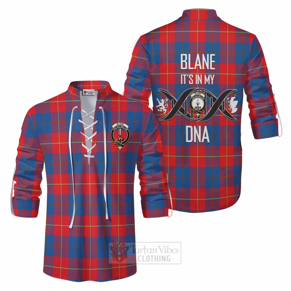 Tartan Vibes Clothing Blane Tartan Ghillie Kilt Shirt with Family Crest DNA In Me Style