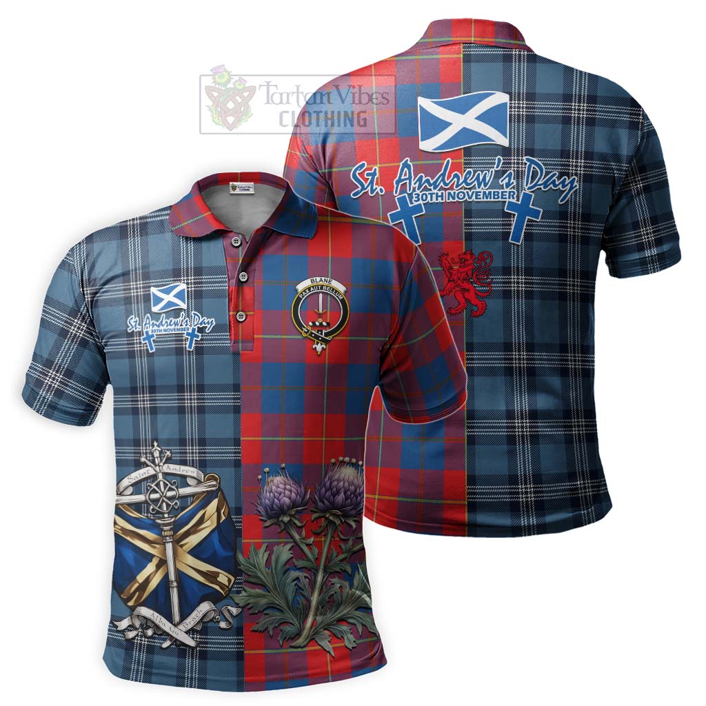 Tartan Vibes Clothing Blane Tartan Polo Shirt Happy St. Andrew's Day Half Tartan Style