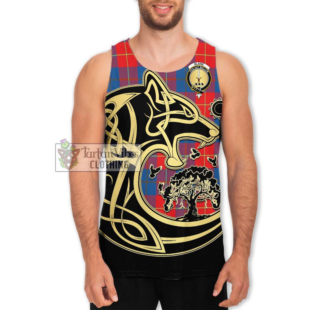 Blane Tartan Men's Tank Top with Family Crest Celtic Wolf Style Men - Tartan Vibes Clothing