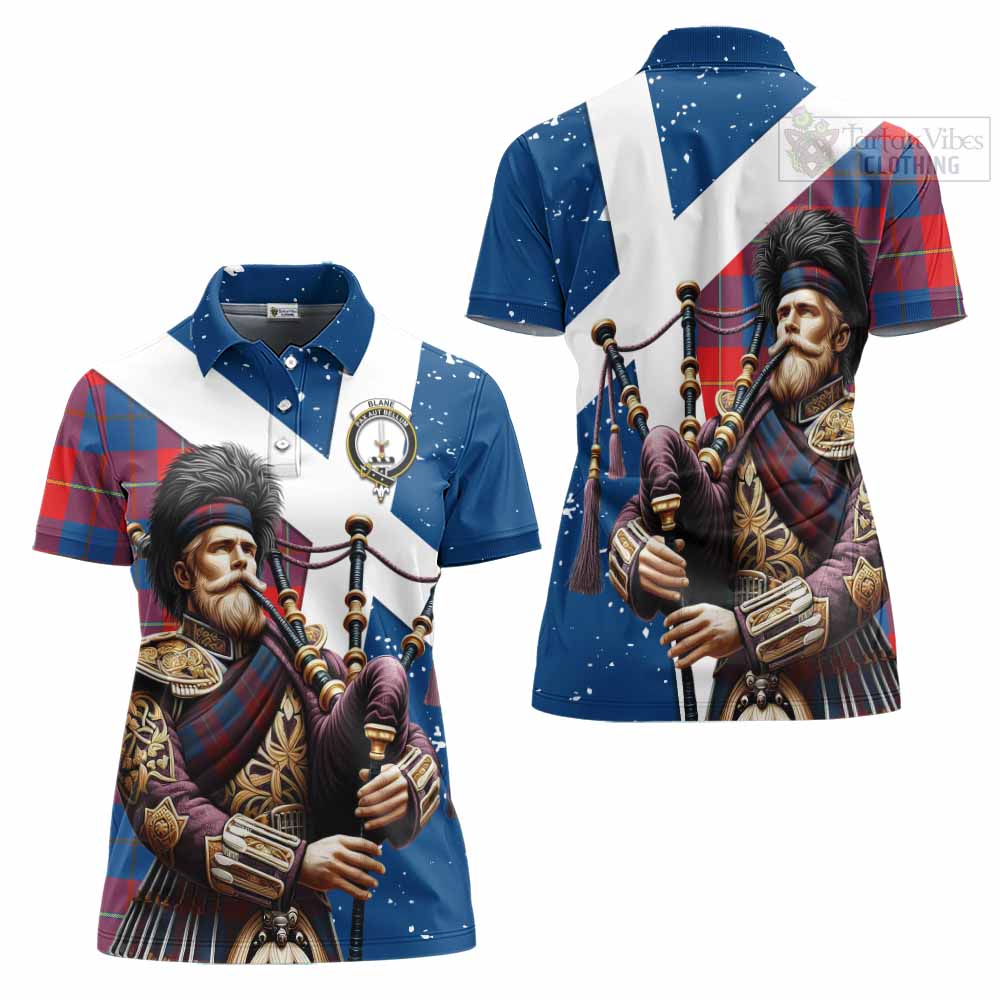 Tartan Vibes Clothing Blane Tartan Women's Polo Shirt with Family Crest Scottish Bagpiper Vibes