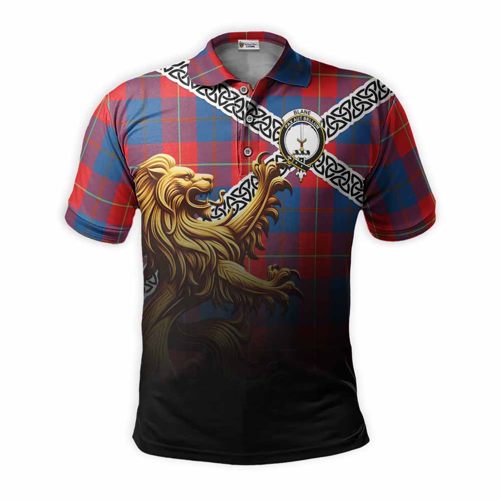 Blane Crest Tartan Polo Shirt with Golden Lion Emblem Celtic Style Kid - Tartan Vibes Clothing