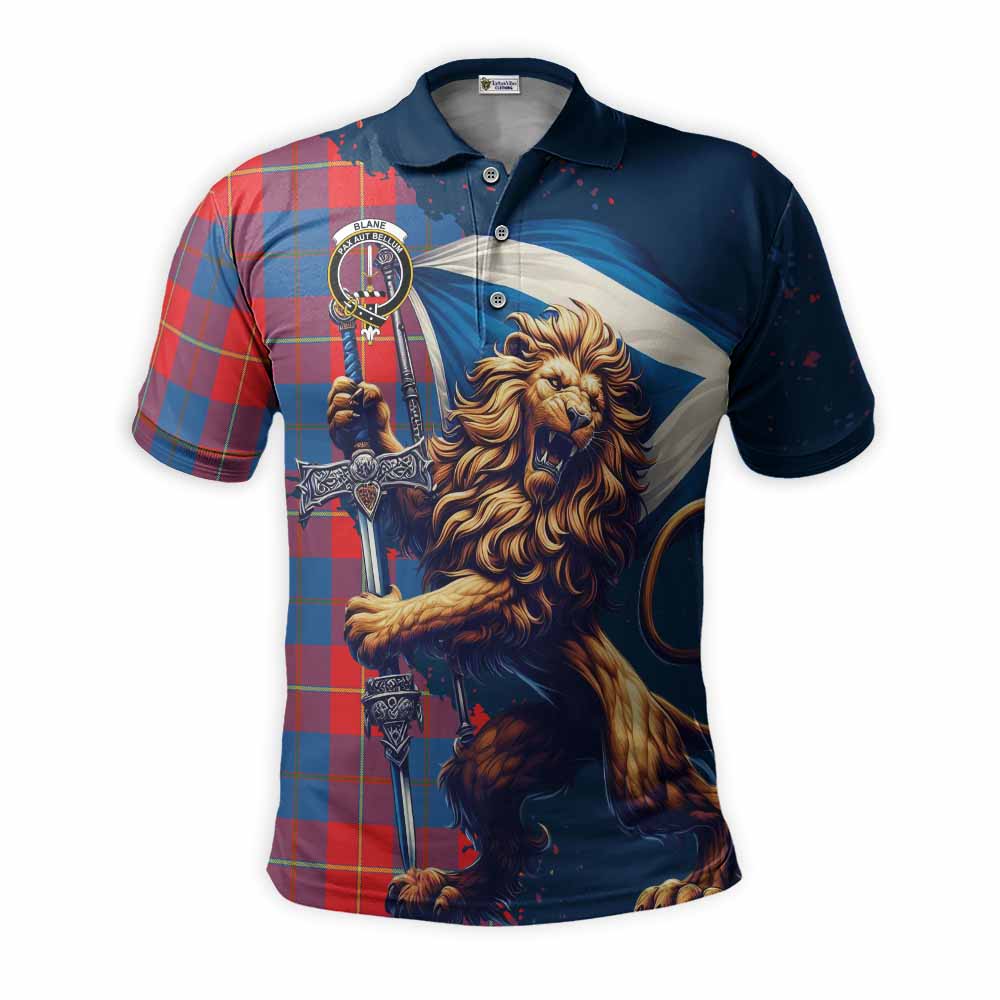 Tartan Vibes Clothing Blane Tartan Family Crest Men's Polo Shirt with Scottish Majestic Lion