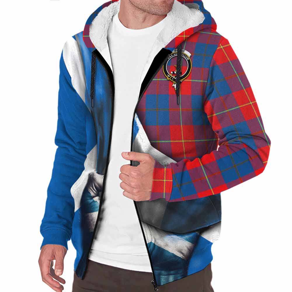 Tartan Vibes Clothing Blane Tartan Sherpa Hoodie with Family Crest Scotland Patriotic Style