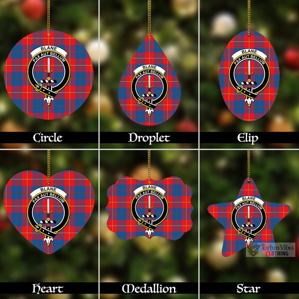 Tartan Vibes Clothing Blane Tartan Christmas Aluminium Ornament with Family Crest