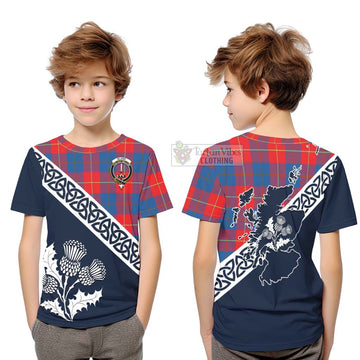 Blane Tartan Kid T-Shirt Featuring Thistle and Scotland Map Youth XL Size14 - Tartan Vibes Clothing