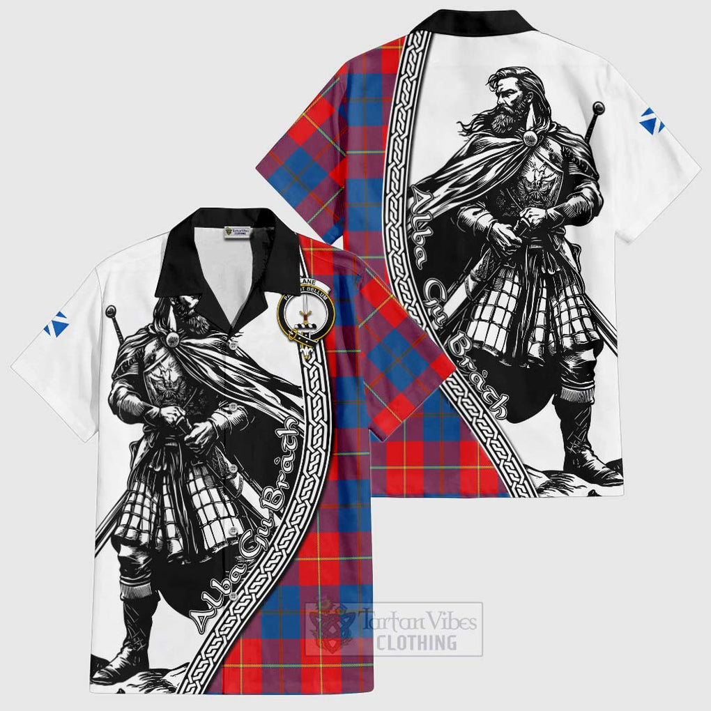 Tartan Vibes Clothing Blane Tartan Clan Crest Short Sleeve Button Shirt with Highlander Warrior Celtic Style