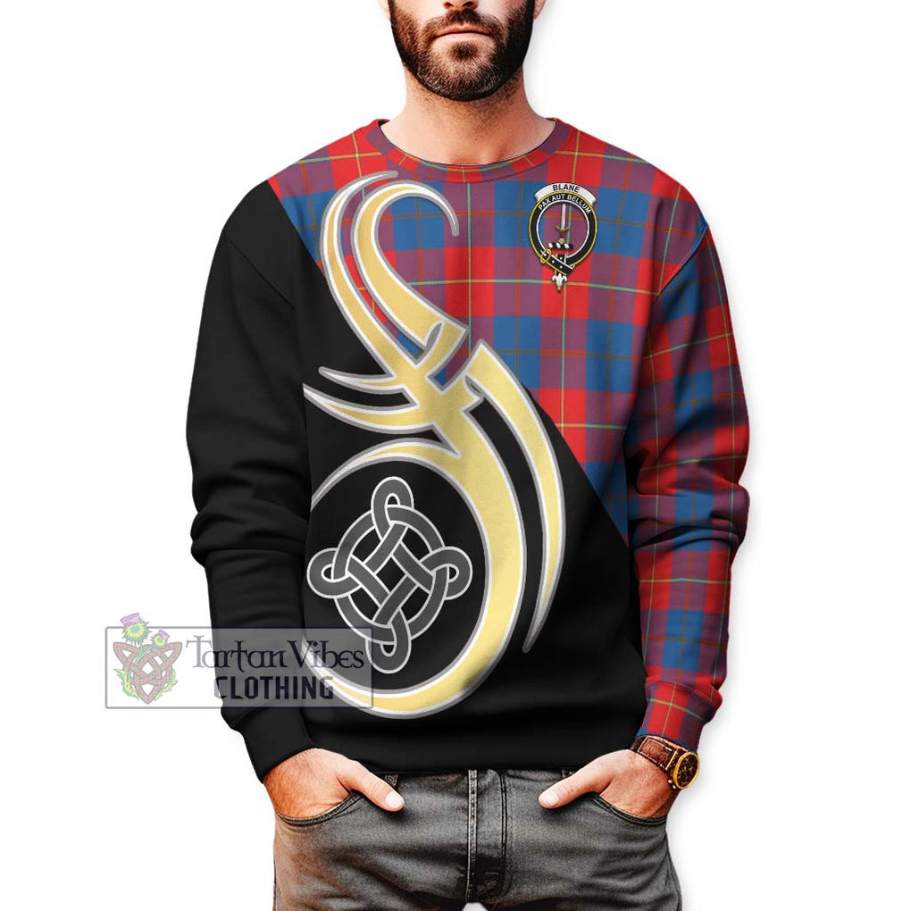 Blane Tartan Sweatshirt with Family Crest and Celtic Symbol Style Unisex - Tartan Vibes Clothing