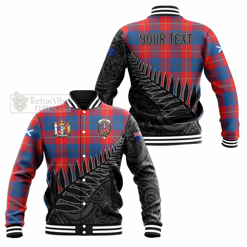 Tartan Vibes Clothing Blane Crest Tartan Baseball Jacket with New Zealand Silver Fern Half Style