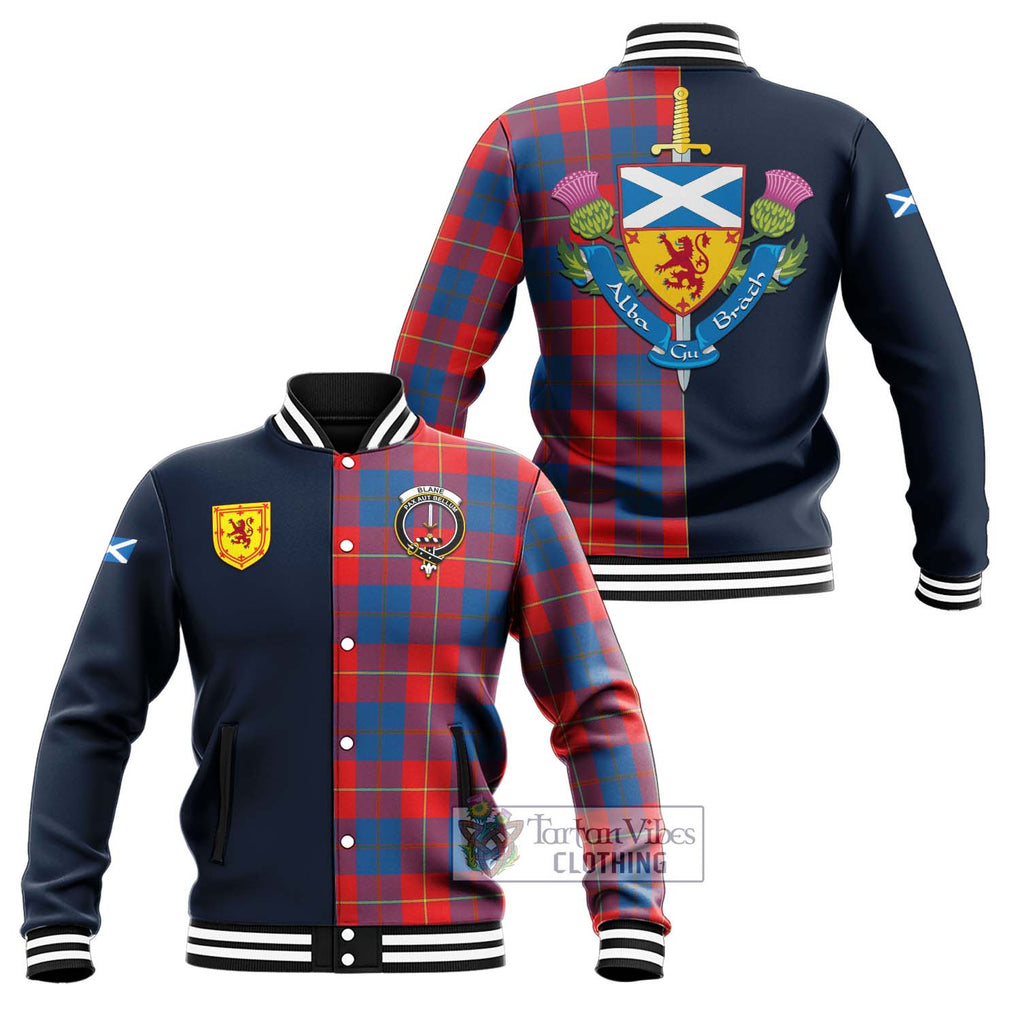 Tartan Vibes Clothing Blane Tartan Baseball Jacket with Scottish Lion Royal Arm Half Style