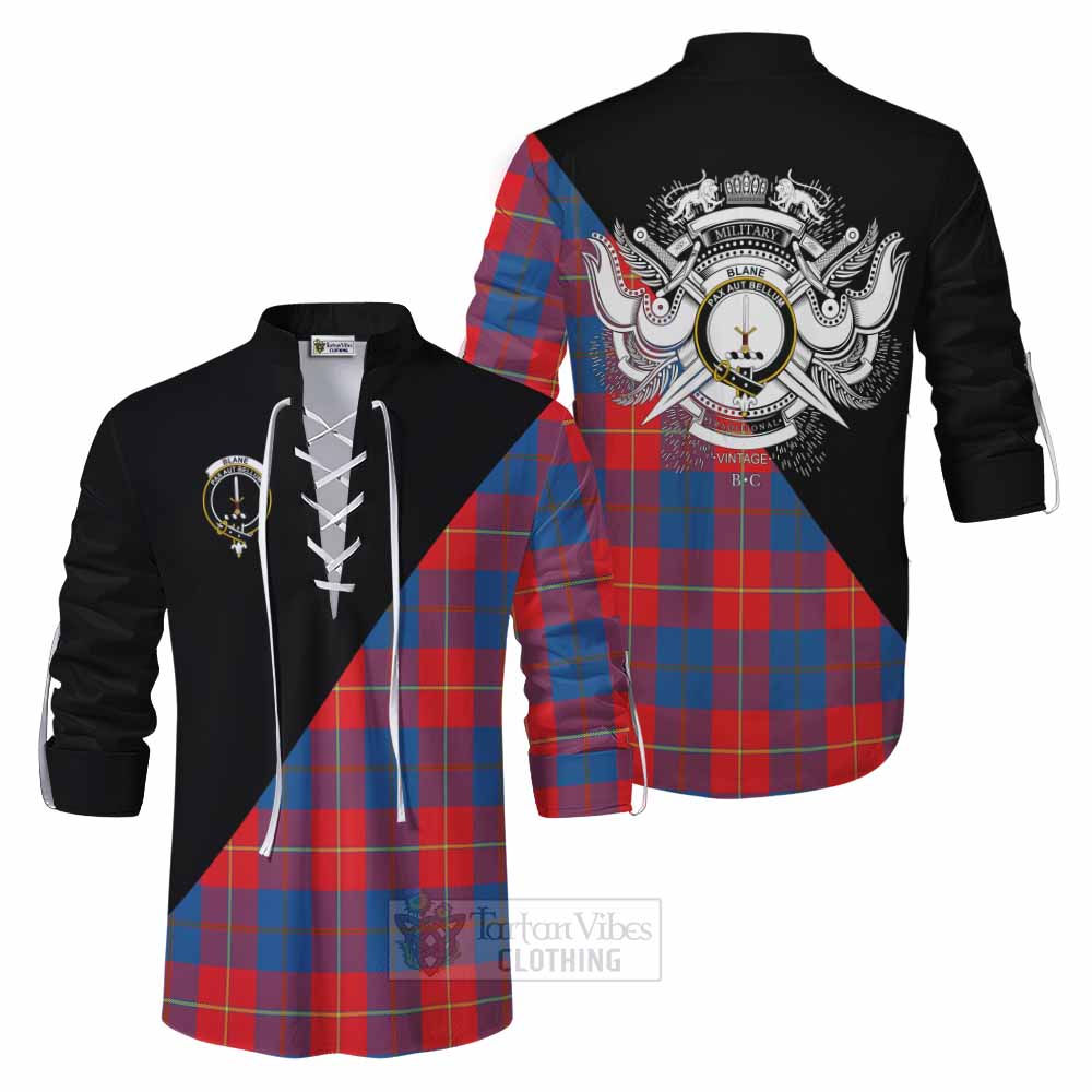 Tartan Vibes Clothing Blane Tartan Ghillie Kilt Shirt with Family Crest and Military Logo Style