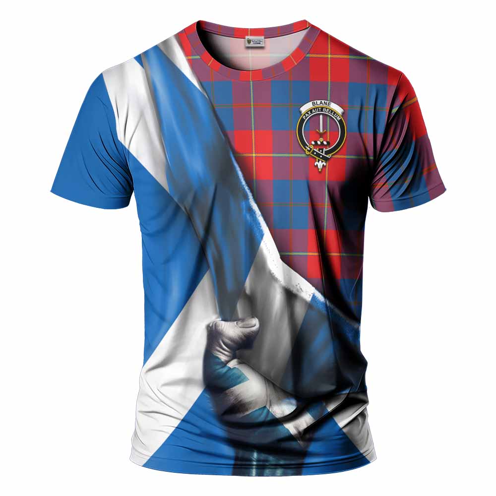 Tartan Vibes Clothing Blane Tartan T-Shirt with Family Crest Scotland Patriotic Style