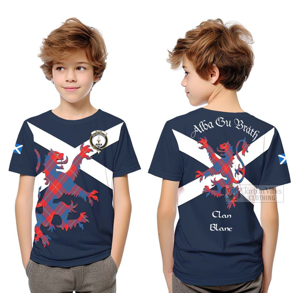 Tartan Vibes Clothing Blane Tartan Lion Rampant Kid T-Shirt – Proudly Display Your Heritage with Alba Gu Brath and Clan Name