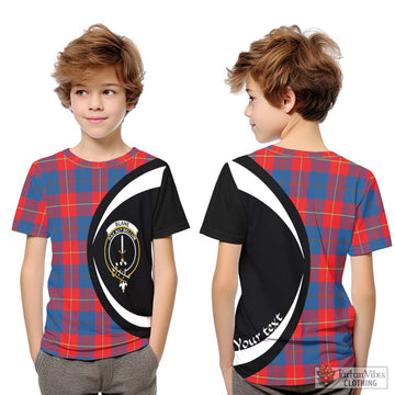 Blane Tartan Kid T-Shirt with Family Crest Circle Style