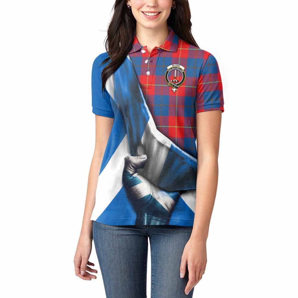 Tartan Vibes Clothing Blane Tartan Women's Polo Shirt with Family Crest Scotland Patriotic Style